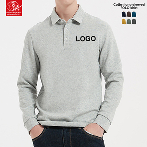 <span class=keywords><strong>Polo</strong></span> da <span class=keywords><strong>uomo</strong></span> SK Custom slim fit in cotone di alta qualità, maglia a maniche lunghe elasticizzata, casual, per allenamento, tinta unita, lavorata a maglia - Product Image 1