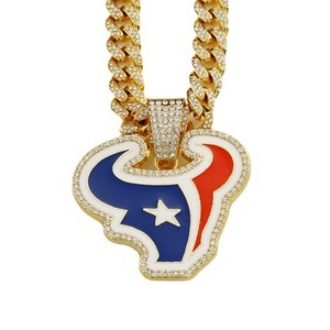 Collar con colgante del equipo de fútbol americano de la NFL Houston Texans, estilo europeo-americano transfronterizo, unisex, hip hop, exagerado, de aleación de bambú. - Product Image 5