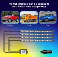 Mikrofon App-control RGB Dash LED Kit lampu Strip tahan air ponsel pintar musik sinkronisasi pencahayaan untuk mobil 12V DC USB mobil