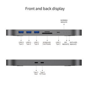 M1/M2 PRO gri Mac Mini Hub Apple M1 için Usb kart okuyucu <span class=keywords><strong>M</strong></span>.2 Ssd tip c Hub ile sabit disk muhafaza - Product Image 3