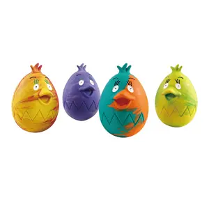 Mainan telur Paskah, mainan pendidikan hewan peliharaan interaktif, mainan karet telur ayam warna-warni