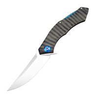 Couteau de poche tactique Hongrui, lame D2, manche en fibre de carbone, couteau pliant pour la chasse, le camping et la survie