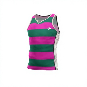 Camisetas sin mangas deportivas de punto con logo personalizado al por mayor para hombre, estilo casual de gimnasio, estampado de verano XXL OEM, estilo chaleco, ropa deportiva con cuello estampado. - Product Image 3