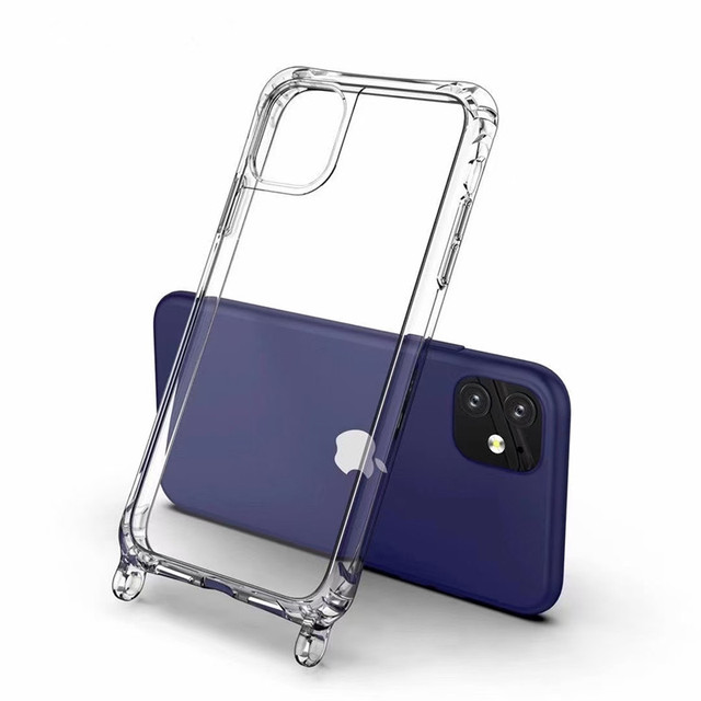 Hot Selling High Clear PC TPU Bumpers Strap Hook Hard Phone Case for Iphone 13 12 11 Pro Max XS XR XS MAX 7 8 Plus