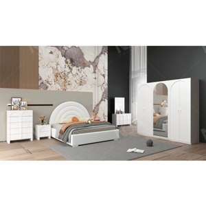 NOVA White Teddy Fabric Camas dobles Queen Crema tapizado King Size Bed Chambre a Coucher Juegos completos de dormitorio Muebles - Product Image 1