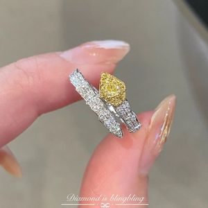 Xinfly Wholesale Au750 Fine Jewelry 18K Real Gold Water Drop 0.40ct Yellow Diamond <b>Ring</b> for Women <b>Custom</b> - Product Image 5