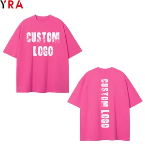 T-shirt oversize in cotone 100% oversize rosa nero bianco t-shirt con logo personalizzato stampato con logo personalizzato