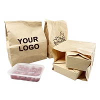 Vente en gros de sac en papier artisanal pour la boulangerie/gâteau/dessert/pain Sac à fond carré en papier kraft SOS blanc et brun pour l'emballage alimentaire