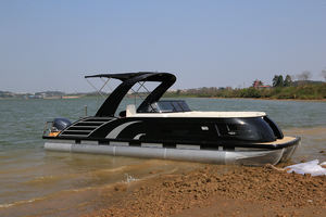 Kinocean-Pontón de fibra de vidrio de lujo de 27 pies, <span class=keywords><strong>barco</strong></span> de <span class=keywords><strong>8m</strong></span> de longitud con tumbona trasera para turismo, crucero, pesca, motor fueraborda opcional - Product Image 3