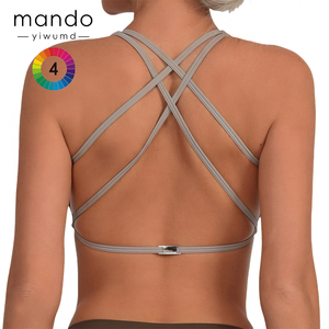 Vendita all'ingrosso con Logo personalizzato da donna con collo a U incrociato dietro reggiseno da Yoga ad asciugatura rapida per palestra da corsa per Fitness Top - Product Image 3