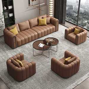 <b>Hotel</b> <b>Sofa</b> Set Straight Shape Durable Leather For Lobby Reception Area - Product Image 3