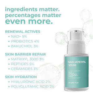 Logo personalizado NAD + Bio Renewal Serum con 5% NAD + y 4% Probióticos Anti-envejecimiento y suero facial brillante Aceptar OEM ODM - Product Image 4