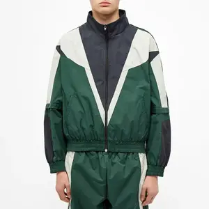 OEM Windbreaker Track Fashion Plus Size Mens Clothing Custom Mens Colorblock Elasticated Trims 100% Nylon Jackets