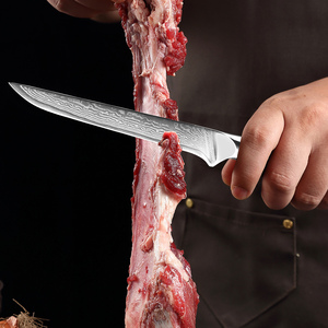 Xyj couteau à filet à désosser japonais, ustensile de cuisine en acier VG10 damas couteau de boucher, <span class=keywords><strong>dinde</strong></span> bœuf noir, couperet à manche G10 de 6 pouces - Product Image 6