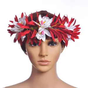 Hl006 — bandeau élastique en soie artificielle, 50CM, 1 pièce, accessoires pour la tête, pierres de lys et orchidées, style hawaïen, pour femmes