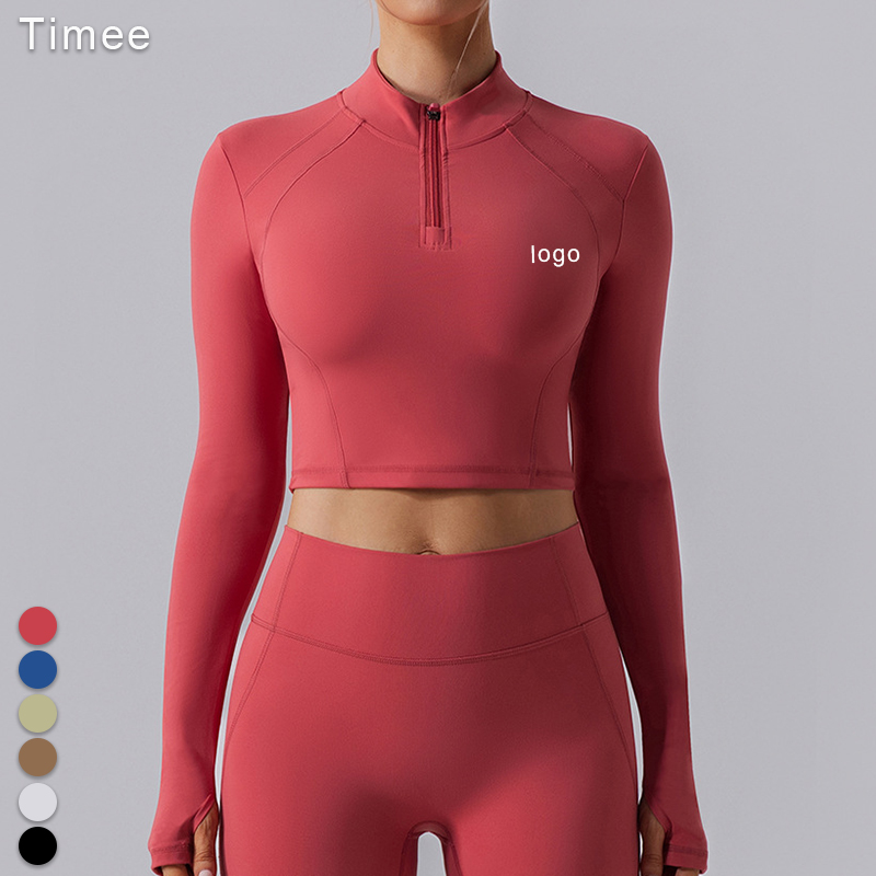 Half Zipper Long Sleeve Yoga Dress Tight Running Outdoor High Intensity Quick Drying Yoga Top Woman