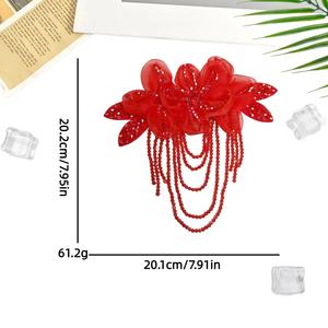 Nuove Applicazioni Ricamate in Chiffon con Cristalli e Nappe, Patch Etniche Resistenti all'Acqua a Forma di Fiore per Spalline, Corsage, Spille e Abbigliamento - Product Image 2