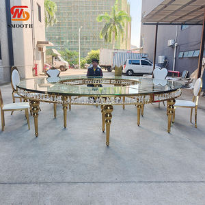 โต๊ะแต่งงานทำจากสแตนเลสสีทองหรูหราเรียบเนียนพร้อมคริสตัล - Product Image 3