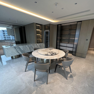 Sunrise moderno semplice design tavolo <span class=keywords><strong>da</strong></span> <span class=keywords><strong>pranzo</strong></span> <span class=keywords><strong>con</strong></span> giradischi di lusso in acciaio inox accessibile per il <span class=keywords><strong>soggiorno</strong></span> di un piccolo appartamento - Product Image 2