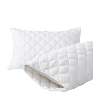 Zippered White Modern Woven <b>Waterproof</b> Quilted <b>Pillow</b> Cover Shell for Home Hospital & Hotel Use - Product Image 1
