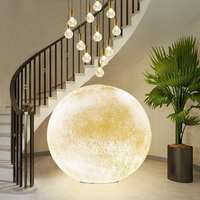 Grande Lampe sur Pied LED en Résine Acrylique au Design Minimaliste Moderne en Forme de Lune, Contrôle par Bouton, Lumière Chaude, Durée de Vie de 90 000 Heures, pour Salon