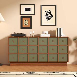 Mid Century Modern Wood <b>Sideboard</b> With Green Drawers Storage Cabinet For Living Room Furniture - Product Image 1