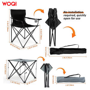 เก้าอี้พับกลางแจ้ง Woqi สีฟ้า ผ้า Oxford พร้อมที่วางแก้ว สำหรับตั้งแคมป์ ตกปลา เดินป่า ปิกนิก ใช้ได้ 2 ที่นั่ง รูปทรงสี่เหลี่ยมผืนผ้า - Product Image 2