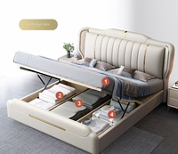 Lit king size moderne et minimaliste de luxe pour chambre principale, lit extra large avec fonction de rangement, haut de gamme et atmosphérique pour usage domestique