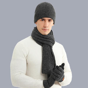 Ensemble chaud d'automne <span class=keywords><strong>et</strong></span> d'hiver, couleurs mélangées, tricot en laine épaisse, écharpe, chapeau, <span class=keywords><strong>gants</strong></span> pour hommes <span class=keywords><strong>et</strong></span> femmes - Product Image 3