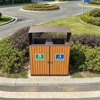 Cubo de Basura Moderno de Lujo MAX-HG187, Diseño Ecológico, Acero Inoxidable, Madera WPC, Metal, Gran Tamaño, Reciclaje