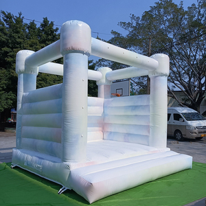 Activités de plein air Château gonflable miniature 8x8 pieds en PVC blanc/rose pour <span class=keywords><strong>anniversaire</strong></span>, mariage, fête, barrière, hockey sur air, amusement - Product Image 6