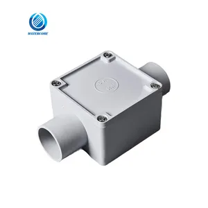 Hot Sale 32mm Grey PVC Square Junction Box 2 Way for AS/NZS2053 Standard UPVC Conduit Pipe and Fittings