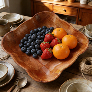 Juego de Tazones para Servir de Madera Maciza, Vajilla de Madera Reutilizable para Eventos de Catering, Duradera y de Larga Duración, Grano Natural - Product Image 5