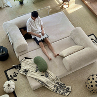 Canapé convertible trois places en tissu velours côtelé entièrement amovible et lavable, style français