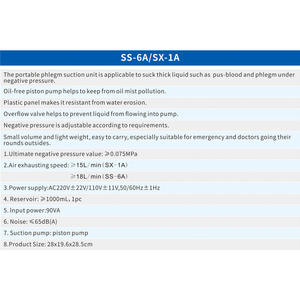 Unité d'aspiration des mucosités portable, appareil médical électrique à vide pour hôpital et usage domestique, 5 kg, matériau ABS - Product Image 2