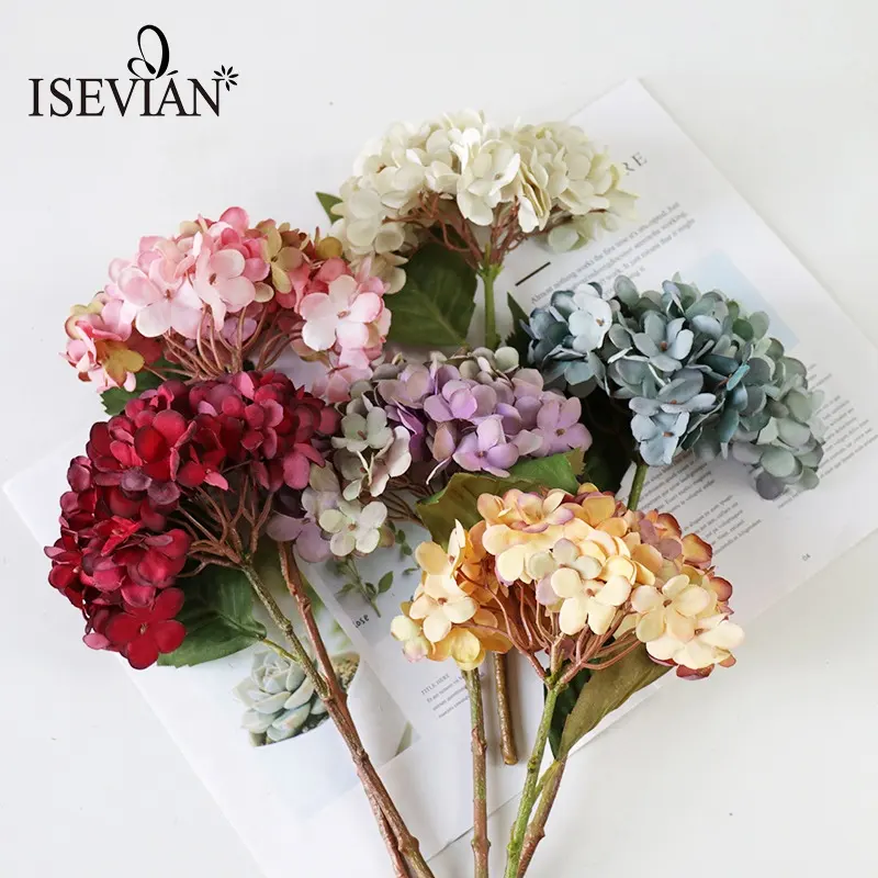 ISEVIAN واحدة الجذعية الخريف استحى اللون شجيرة تتميز بألوانها الزرقاء أو البيضاء الزهور كوبية الحرير النسيج