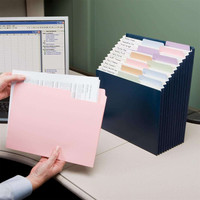 Carpeta de Archivos Expandible de 12 Bolsillos, Organizador de Documentos Tipo Acordeón con Etiquetas para Oficina, Tamaño Carta, Color Azul Marino