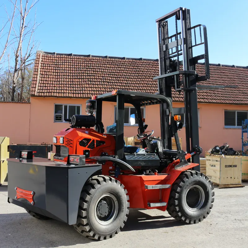 Fabrika fiyat 4*4 Ldiesel Forklift yükleyici çiftlik inşaat 3ton 4ton 5ton Off-Road tüm kaba Forklift