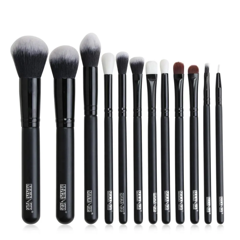 MAANGE 2023 top rated Factory Direct Price Black Guangdong wooden Eye shadow Lip Powder Concealer delicately makeup brush set