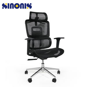 Silla de Oficina Ergonómica Giratoria Moderna Sinonis, Silla de Oficina de Malla con Altura Ajustable, Asiento de Tela y Metal PP, Soporte Lumbar, Silenciosa, de PU - Product Image 1