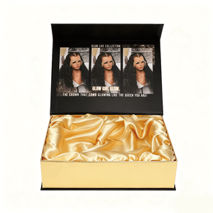 Luxury <b>Magnetic</b> Closure Wig <b>Box</b> With Satin Inside Custom Logo Packaging Hair Gift Black Foldable Paper Boxes - Product Image 3