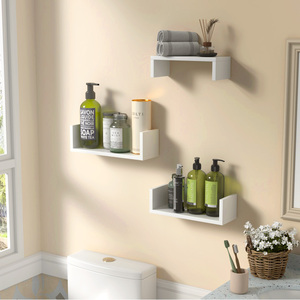 <b>Floating</b> <b>Wall</b> Shelves Set Of 3 White <b>Wall</b> Mounted Storage Shelves For Bathroom Bedroom Living Room Kitchen Office Home Decor - Product Image 2