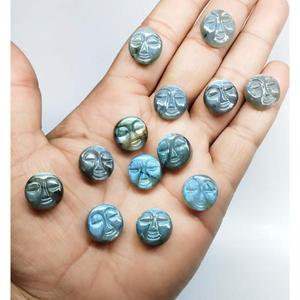 Labradorita natural con forma de cara de luna, gema con destello azul de 16x16 mm, labradorita suelta con forma de cara de luna, labradorita azul. - Product Image 2
