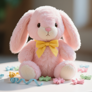 Peluche personnalisée lapin rose à oreilles tombantes, jouet en peluche doux pour enfants, cadeau en peluche OEM/ODM - Product Image 1