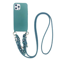 Coque de téléphone en silicone Dorp Shipping INS avec cordon tour de cou et chaîne marbrée pour iPhone 17 16 Pro 15 XS Max 7 8 Plus