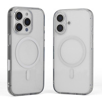 Coque de téléphone magnétique transparente en PC pour 17 Pro Max et 16, avec bouton photo IA, protection intégrale épaisse et design élégant
