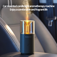 Diffuseur d'arômes pour voiture, alimenté par USB, humidificateur portable à huile essentielle, lumière d'ambiance à la lumière des bougies, désodorisant pour voiture, maison, bureau