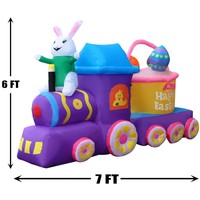 Train gonflable décoratif amusant de 7 pieds de haut, fabriqué par un fabricant de haute qualité, avec des œufs colorés