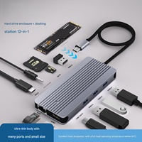 Hub USB-C 12 en 1: 2xUSB 2.0, 3xUSB 3.0, HDMI, PD, RJ45, SD/TF/M.2, Adaptador Multipuerto de Audio de 3.5mm para Laptop y Teléfono