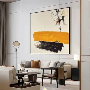 Soggiorno immagine a olio in bianco e nero moderno arte arancione grande dipinto a mano pittura a olio astratta